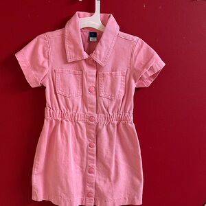 Old Navy Pink Collared Button-Up Dress denim snap size 4T